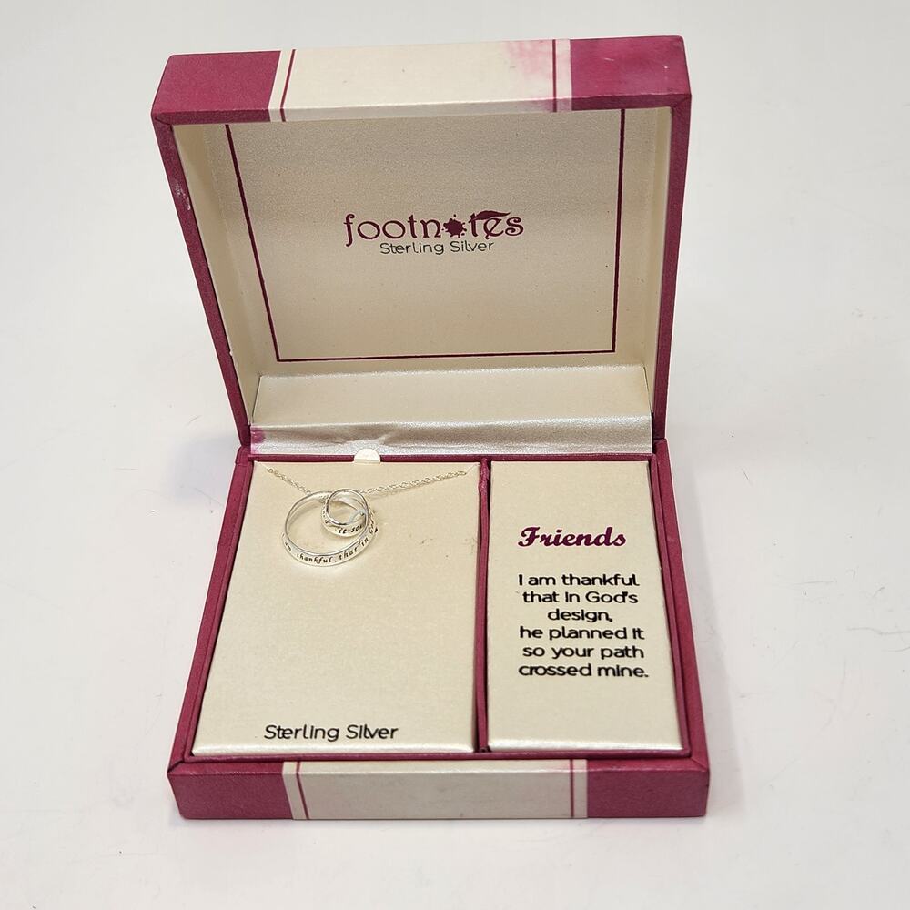 Footnotes Sterling Silver 925 Friends Swirl Pendant Chain Necklace Gift Saying